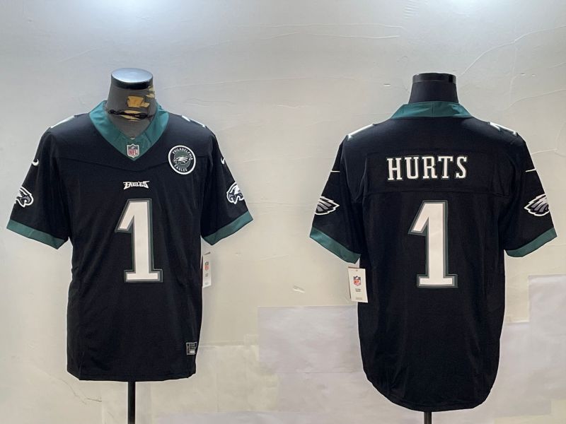 Men Philadelphia Eagles #1 Hurts Black three generations 2024 Nike Limited NFL Jersey style 3->philadelphia eagles->NFL Jersey